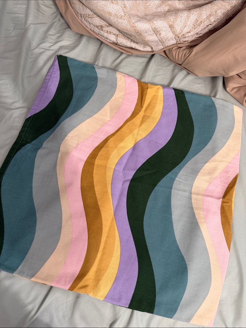 Multicolor Wavy Pillow Cover - Pink, Mustard, Purple, Teal 20x20